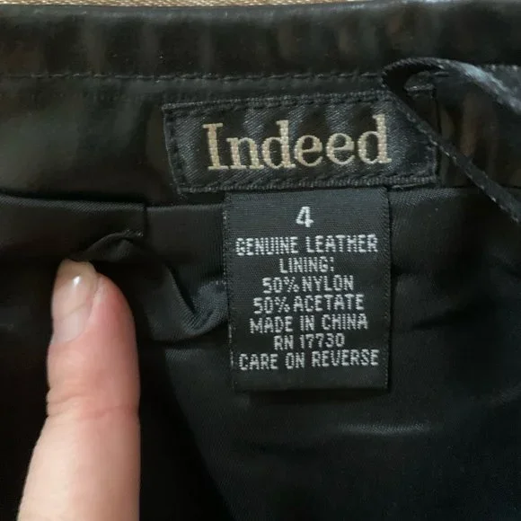 Vintage Indeed Black Leather Fully Lined Pants Size 4 - Picture 2 of 12